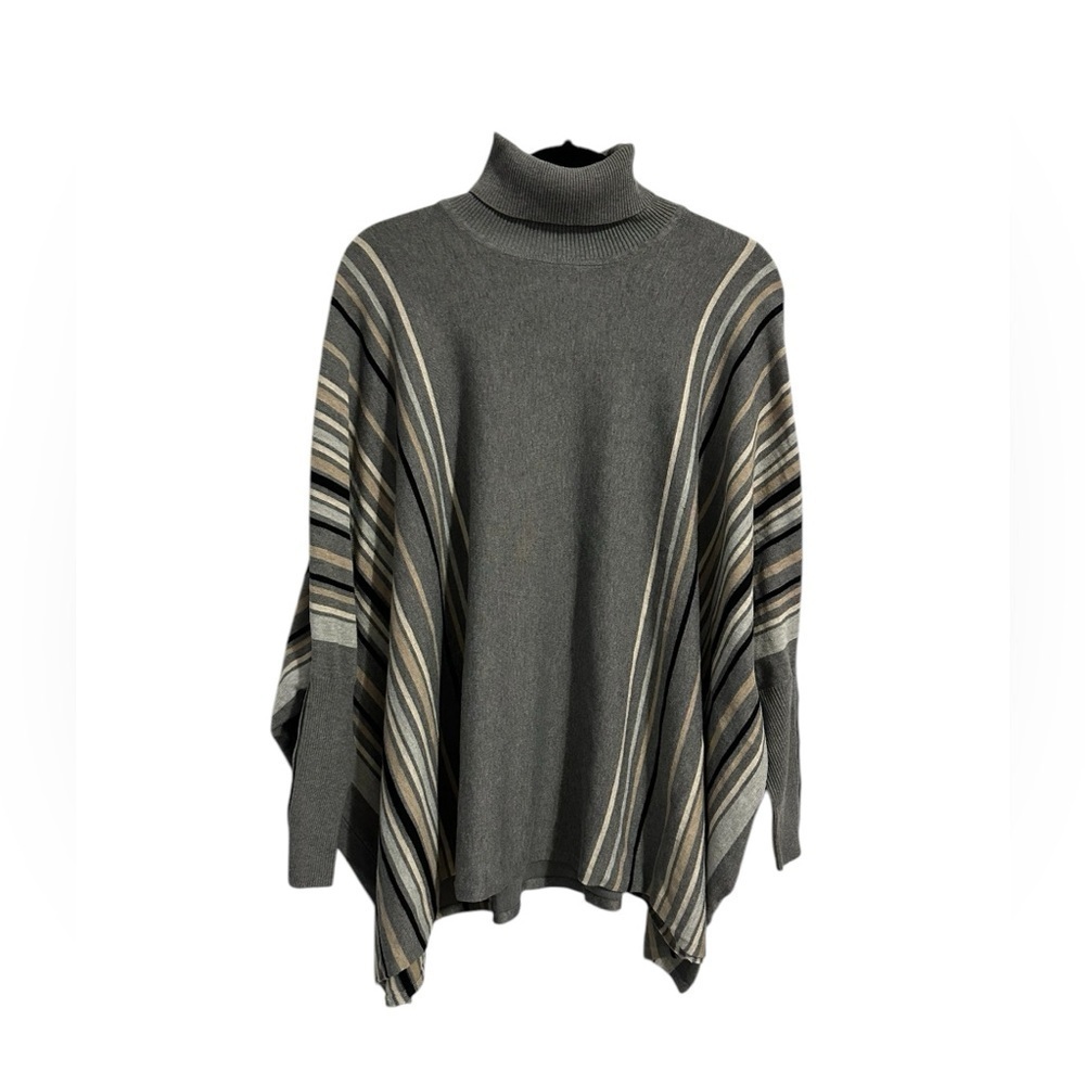 Joseph A  Turtleneck Poncho Sweater Grey Size Large Lagenlook‎ Dolan Sleeve Fall